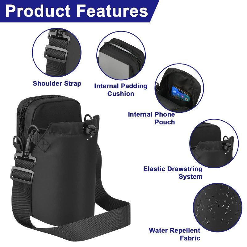 Cosmos Water Bottle Bag Crossbody Bottle Holder Carrier Case Bag Bottle Sling Bag Pouch with Adjustable Shoulder Strap & Pocket  Fits 30 to 48 oz Bottle for Hiking Camping Walking Travel & Fishing - Image 3